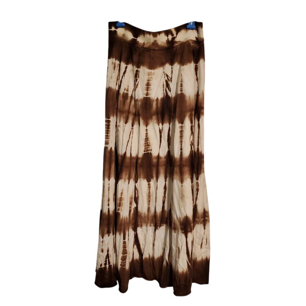 Vintage 90's Y2K Brown Tie Dye Maxi Skirt Hippie Boho Chic Grunge Vibes